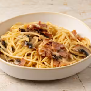 Linguine prosciutto e Funghi